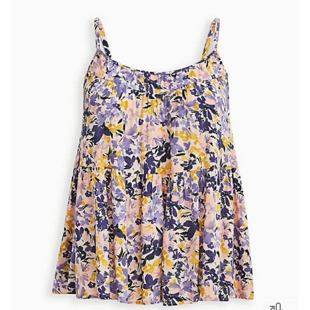 NWT Torrid Tiered Gauze Cami Tank Purple Floral